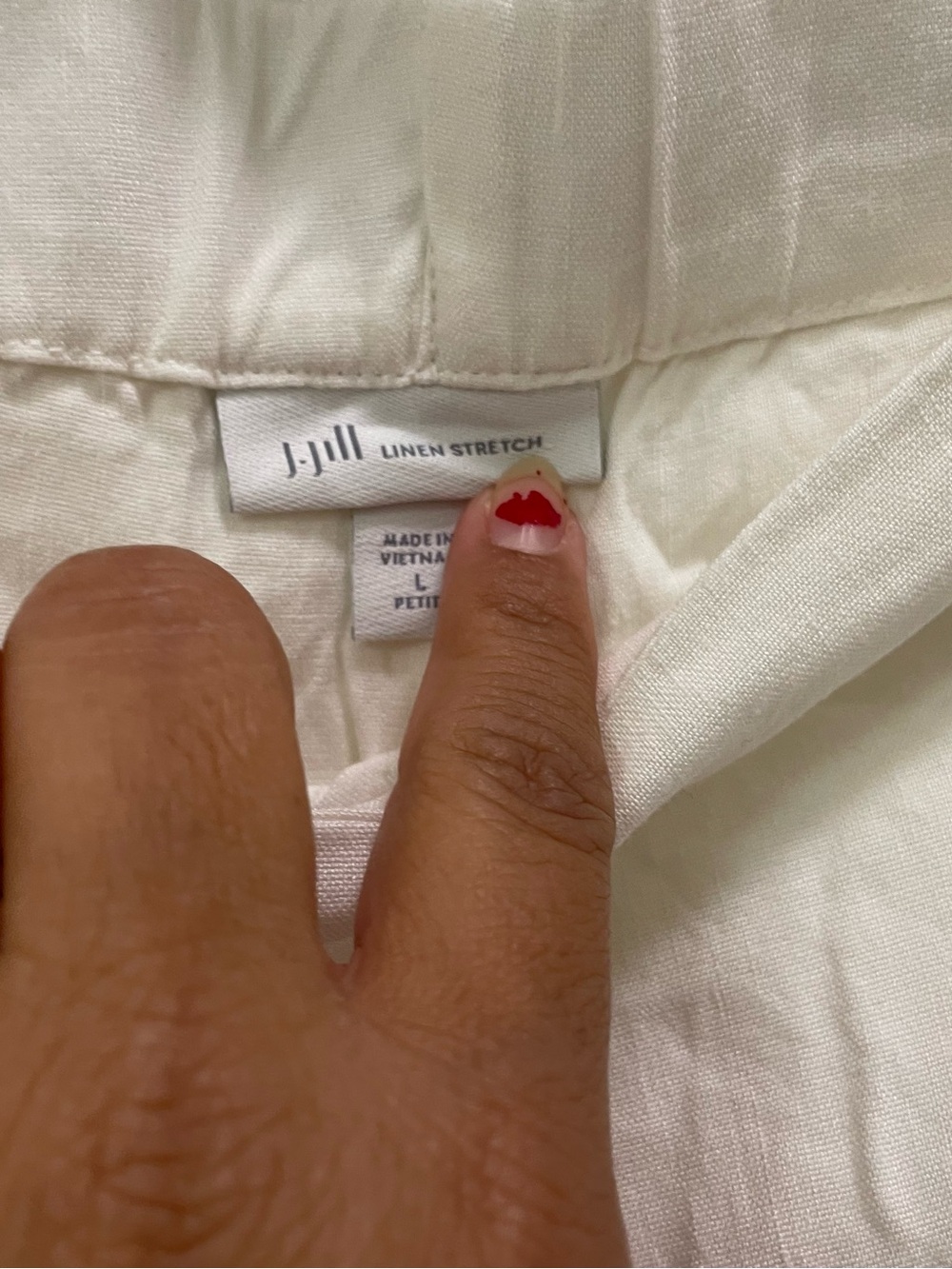 J Jill White Linen Roll-Tab Cuff Crop Pull On Pants - Picture 5 of 5